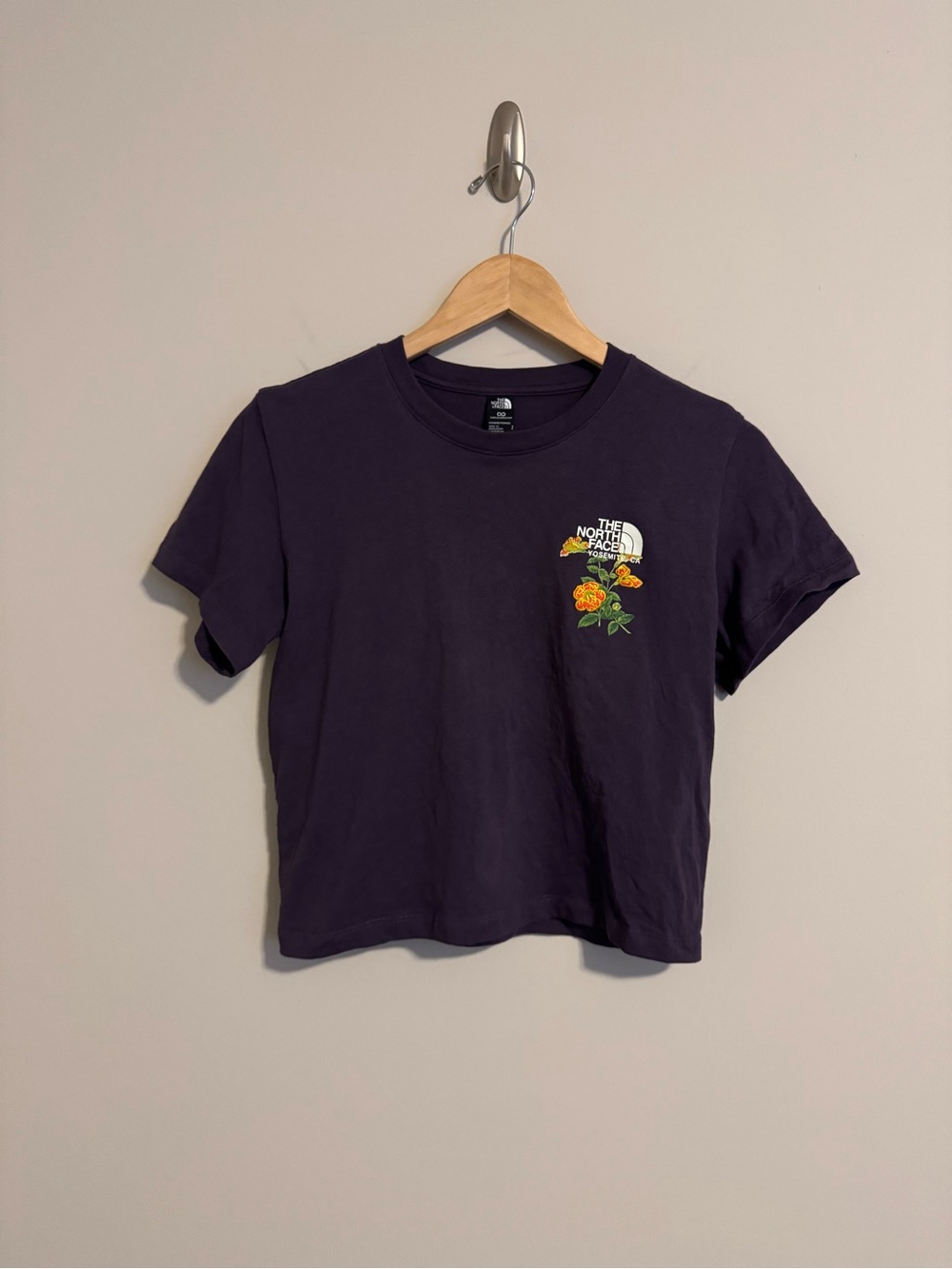 The North Face Purple Crop Tee with Floral Logo